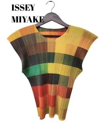 Issey Miyake складки пожалуйста топы мозаика вырезать и шить без рукавов блузка PP83-JK801 - Изображение 1 из 4