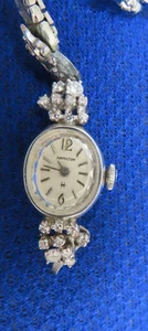 LADIES HAMILTON 14K WHITE GOLD WATCH WITH 16 DIAMONDS...RUNS GREAT!! - Picture 1 of 6