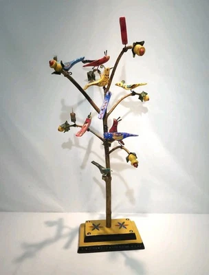 Arte popular de Pensilvania tallado y pintado pájaros en árbol artista firmado Gary Bykowsky Foto 1 de 4