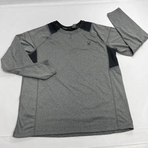 Spyder Active Gray Fleece Long Sleeve Shirt Mens Sz L ProW Pullover Stretch - Picture 1 of 6