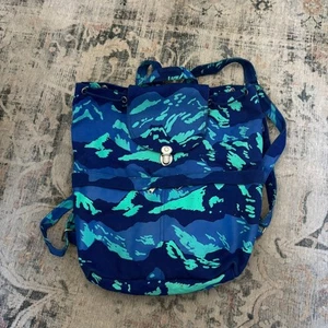 Vintage Baggu Night Mountain Blue Camo Drawstring Backpack Canvas - Picture 1 of 8