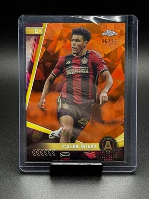 2024 Topps Chrome MLS Sapphire Caleb Wiley Orange Refractor 06/25 - Image 1 of 2