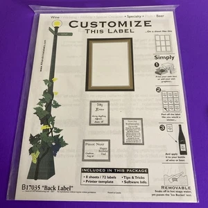 4th & Vine Wine Beer Bottle Labels B17035 Back Label 8 Sheets/72 Removable - Picture 1 of 6