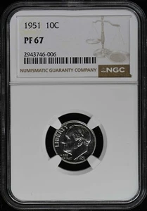 1951 Roosevelt Dime (Silver) 10C NGC PR67 - Picture 1 of 2