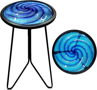 Mesa auxiliar de patio LIFFY, mesa auxiliar redonda pequeña, mesa auxiliar de metal exterior, pequeña Foto 1 de 4