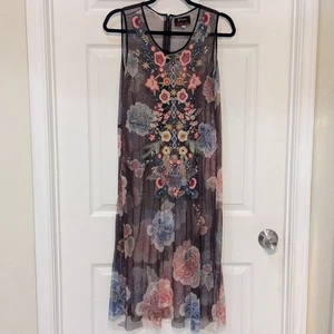 Biya X Johnny Was Damen Medium Sheer Overlay Embroidered Dress Floral Nylon - Bild 1 von 9