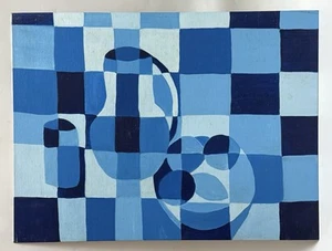 1975 Abstraktes Volkskunst Gemälde von Col. Rose M. Shefuo (1919-2022) - "Tropfgitter" - Bild 1 von 11