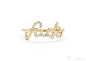 14K Gold Kursiver Liebesring mit Laborgefertigtem Diamanten - einzigartiges Schmuckgeschenk für Sie - Bild 1 von 6