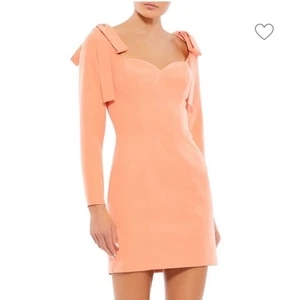 Mac Duggal Size 12 Creamsicle Bow Shoulder Sweetheart Fitted Mini Dress Read - Picture 1 of 15