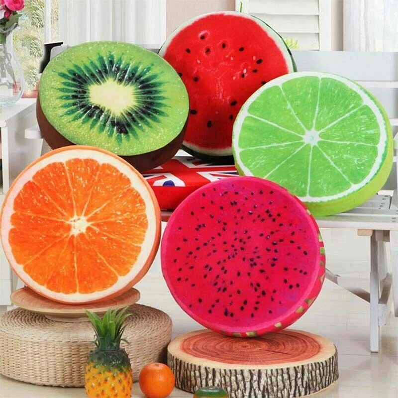 Soft Seat Pads Round Chair Cushions Funny 3D Fruit Garden Dining Kitchen Outdoor - Image 1 of 4