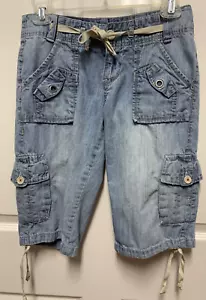 Pantaloni cargo Y2K UnionBay taglia 0 denim leggero sbiadito basso ritagliato lunghezza ginocchio - Foto 1 di 6