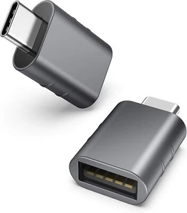 2x USB-A auf USB-C Adapter Stecker ALU OTG Ladeadapter Konverter iPhone Buchse - Bild 1 von 7