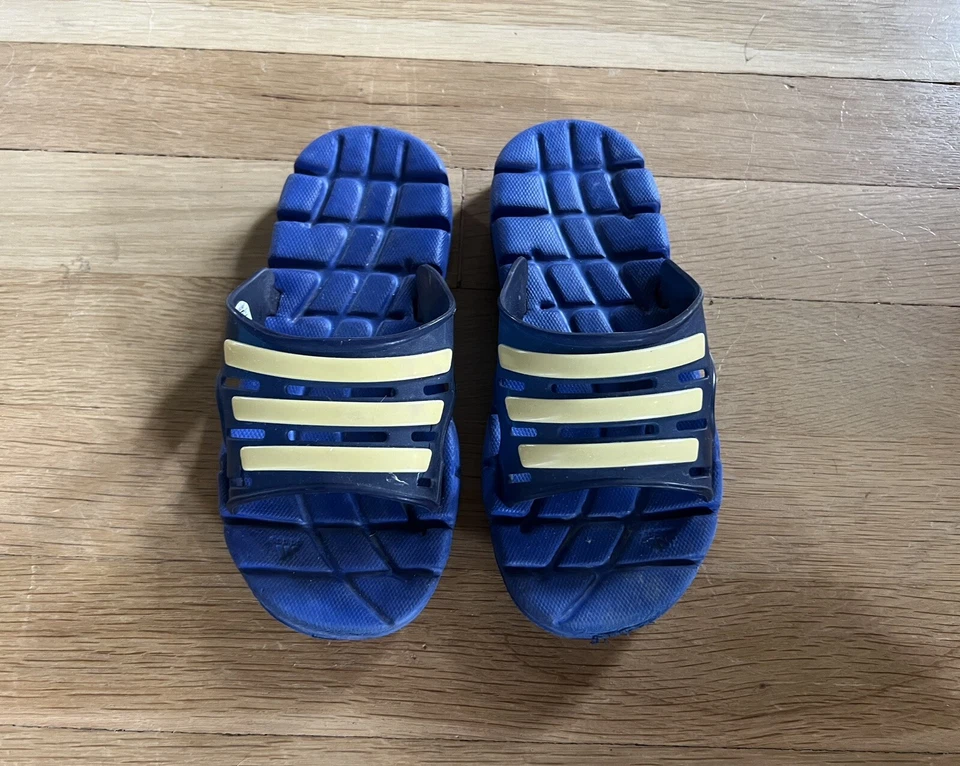 Adidas blue stripe slides water shoes 13 - Image 1 of 1