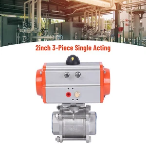 Pneumatic 2" Air Actuated Stainless Steel Ball Valve Single Acting Spring Return - Picture 1 of 15