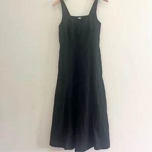 Maxi abito nero misto lino Old Navy nuovo con etichette con scollo principessa casetta estiva XS - Foto 1 di 10