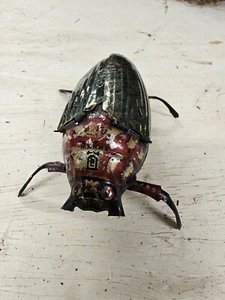 Antique Marke Lehmanns Tin Litho Crawling Beetle Toy Wind Up Flaps Wings - Picture 1 of 6