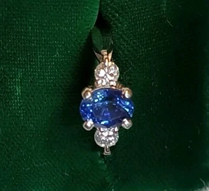 Kornblumenblauer Saphir 1,10ct. und 0,26 ct Durchmesser ring plat gr. 4,75 /4,52 gr. - Bild 1 von 9