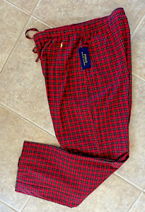 Polo Ralph Lauren Pajama Lounge Pants XLT Red Plaid Brushed Cotton w/ Pony NWOT