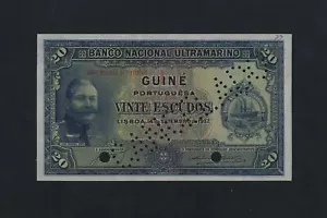 Portugal Guinea 20 Escudos 1937 P-22 GEM UNC SPECIMEN ULTRA RARE - Picture 1 of 2