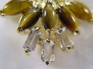* NECKLACE TIGER EYE DESIGNER VINTAGE GEMSTONE SEM-PRECIOUS CHARM PENDANT 227 - Picture 1 of 7