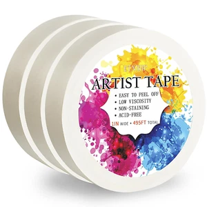 Artist Tape, 3 Packs White 1 Inch for Watercolor Paper, Low Tack Masking Draftin - Picture 1 of 12