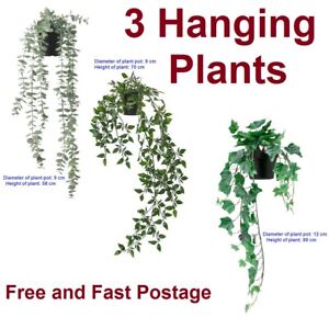 3 x IKEA FEJKA Artificial Potted Plant With Pot, In / Outdoor Hanging Plants New