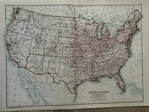 1897 United States Topographical Map Original Antique Map by A & C Black - Picture 1 of 5
