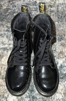 New Dr Doc Martens Junior 1460 J Patent Leather Lace Up Boots No Box Sz4M - Image 1 of 4