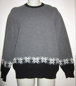 PSYCHO BUNNY 'Snowflake' Sweater Pullover Crew Neck 100% Lambs Wool Sz L $395 - Picture 1 of 9