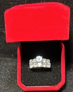 Beautiful White Rhinestone Wedding Set Size 9 #135 - Picture 1 of 4