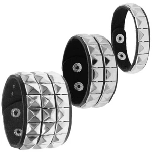 3x Bracelets Buckle Cuffs Party Wristband Armband PU Leather Studded Punk - Picture 1 of 10