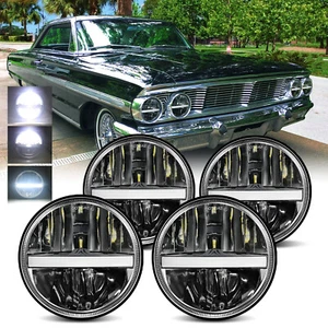 4PCS Round 5.75" Led Headlights Hi/Lo DRL for Ford Galaxie 500 1962~1974 Black - Picture 1 of 9
