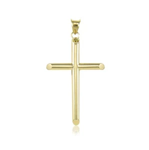 10K Gelbgold Kreuz Anhänger - poliert schlicht Kruzifix Halskette Charm Herren Damen - Bild 1 von 8