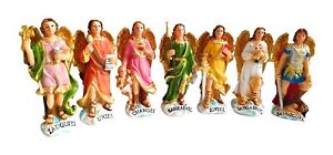 Resin Archangel Multicolor Set of Seven Figurine Statue for Home Office Decor