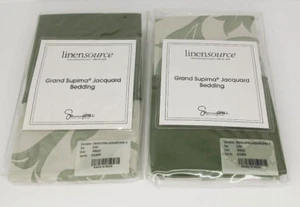 2 Linen Source Grand Supima Cotton Jacquard Green Leaves 26" Euro Pillow Shams - Picture 1 of 5