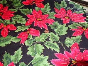CHRISTMAS COTTON SEWING QUILTING CRAFTING FABRIC POINSETTAS 1 YRD X 44 - Picture 1 of 2