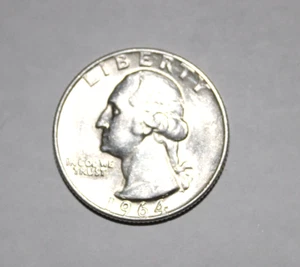 1964  U.S. SILVER WASHINGTON Quarter BRILLIANT LUSTER UNCIRCULATED GREAT COIN - Picture 1 of 2