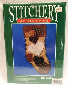 Christmas Stocking Stitchery Kit Bernat All Hearts Come Home NOS 1993 Sewing - Picture 1 of 5