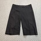 BCBGMAXAZRIA Capri Dress Pants Womens 6 Dark Gray Striped Diana Shorts 32x15