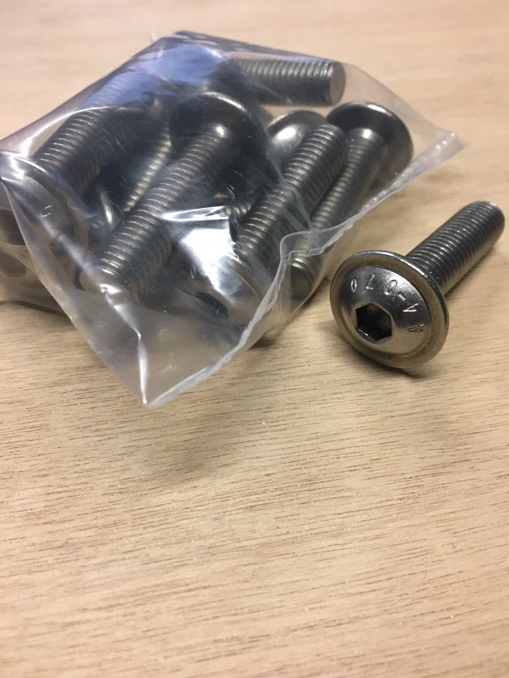 VITE ACCIAIO INOX A4 M10X40 TESTA BOMBATA FLANGIATO CHIAVE BRUGOLA 6mm  8PZ. - Immagine 1 di 1