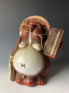 Japanese Handmade Ceramic Tanuki Raccoon dog- Garden decoration H.24cm/9.4inches - Picture 1 of 11