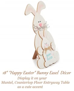 19" Happy Easter Bunny rabbit figurine mantel floor entryway tabletop Décor - Picture 1 of 3