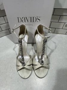 David’s Bridal Lulu Ivory Wedges. In The Box - Picture 1 of 9