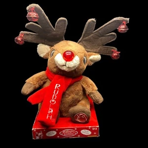 DanDee Singing Rudolph Red Nose Reindeer Plush Light Up Jingle Bells Works - Picture 1 of 7