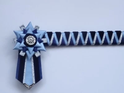 Babyblaues, marineblaues & silbernes Luxus Eckstein Stirnband - zeigendes Samt Stirnband