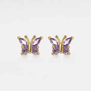 Aretes mariposa amatista en plata de ley 925 - Imagen 1 de 10