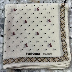 MAN HANDKERCHIEF TINY RABBITS IVORY POLKA DOTS COTTON POCKET ART SQUARE 18" #RN4 - Picture 1 of 3
