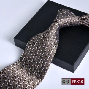 New Classic Polka Dot Gray White JACQUARD WOVEN 100% Silk Men's Necktie Tie - Picture 1 of 1