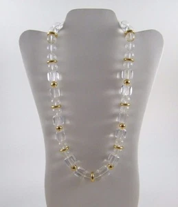 NEW VINTAGE TRIFARI ~ CLEAR / GOLD TONE 24" BEAD NECKLACE - Picture 1 of 8