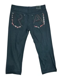 Men’s Y2K Red Ape Black Denim Jeans With Buffalo Plaid Accents - Size 46 - Picture 1 of 14